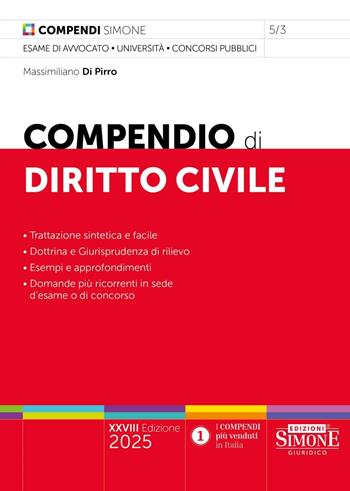 Compendio di diritto civile - Massimiliano Di Pirro - Libro Edizioni Giuridiche Simone 2025, Compendi | Libraccio.it