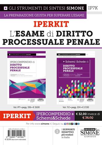 Iperkit. L'esame di diritto processuale penale: Ipercompendio-Schemi&Schede  - Libro Edizioni Giuridiche Simone 2025, Ipercompendi | Libraccio.it