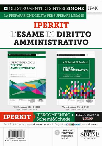 Iperkit esame di diritto amministrativo: Ipercompendio diritto amministrativo-Schemi & schede di diritto amministrativo  - Libro Edizioni Giuridiche Simone 2025, Ipercompendi | Libraccio.it