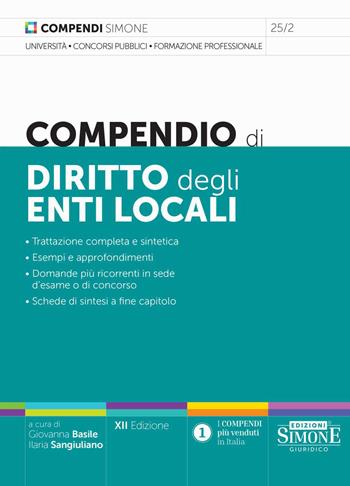 Compendio di diritto degli enti locali. Nuova ediz.  - Libro Edizioni Giuridiche Simone 2026, Compendi | Libraccio.it