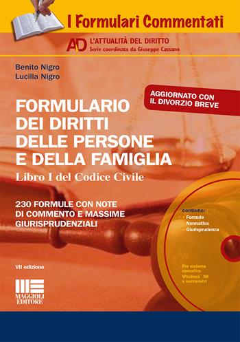 Formulario dei diritti delle persone e della famiglia. Con CD-ROM - Benito Nigro, Lucilla Nigro - Libro Maggioli Editore 2015, I formulari commentati | Libraccio.it