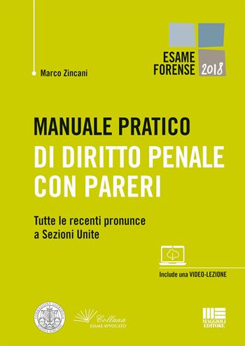 Manuale pratico di diritto penale con pareri. Tutte le recenti pronunce a Sezioni Unite - Marco Zincani - Libro Maggioli Editore 2018, Legale | Libraccio.it