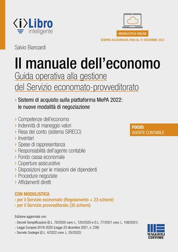 Il manuale dell’economo - Salvio Biancardi - Libro Maggioli Editore 2022 | Libraccio.it