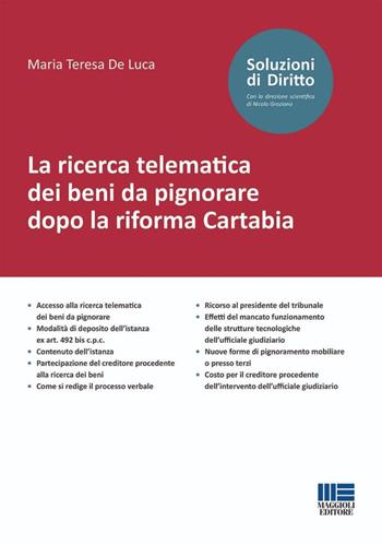 La ricerca telematica dei beni da pignorare dopo la riforma Cartabia - Maria Teresa De Luca - Libro Maggioli Editore 2023, Soluzioni di diritto | Libraccio.it