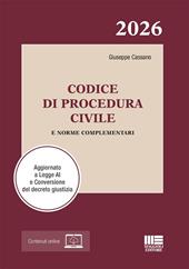 Codice di Procedura Civile 2026 e norme complementari. Aggiornato a Legge AI e Conversione del decreto giustizia. Con espansione online