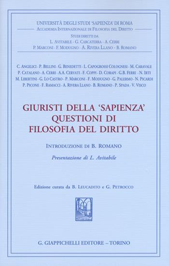Giuristi della «Sapienza». Questioni di filosofia del diritto  - Libro Giappichelli 2015, Univ.Roma-Acc. Inter. filosofia diritto | Libraccio.it
