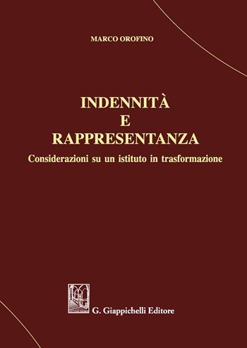 Indennità  e rappresentanza. Considerazioni su un istituto in trasformazione - Marco Orofino - Libro Giappichelli 2020 | Libraccio.it