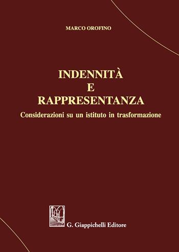 Indennità e rappresentanza. Considerazioni su un istituto in trasformazione - Marco Orofino - Libro Giappichelli 2020 | Libraccio.it