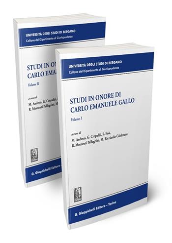 Studi in onore di Carlo Emanuele Gallo  - Libro Giappichelli 2023, Università di Bergamo-Dipartimento di giurisprudenza | Libraccio.it