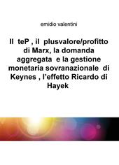 Il teP, il plusvalore/profitto di Marx, la domanda aggregata e la gestione monetaria sovranazionale di Keynes, l'effetto Ricardo di Hayek