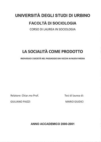 La socialità come prodotto - Mario Giudici - Libro Youcanprint 2016, Youcanprint Self-Publishing | Libraccio.it