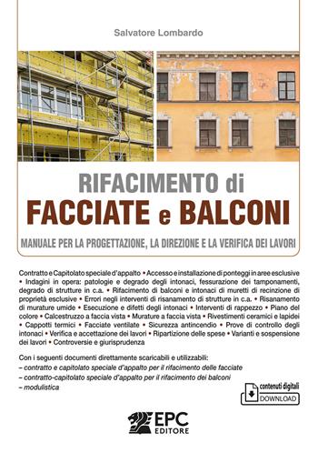 Rifacimento di facciate e balconi. Manuale per la progettazione, la direzione e la verifica dei lavori - Salvatore Lombardo - Libro EPC 2025 | Libraccio.it