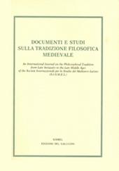 Documenti e studi sulla tradizione filosofica medievale (2020). Vol. 31