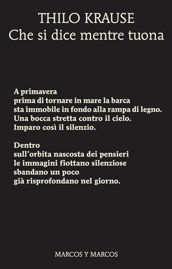 Che si dice mentre tuona - Thilo Krause - Libro Marcos y Marcos 2022, Gli alianti | Libraccio.it