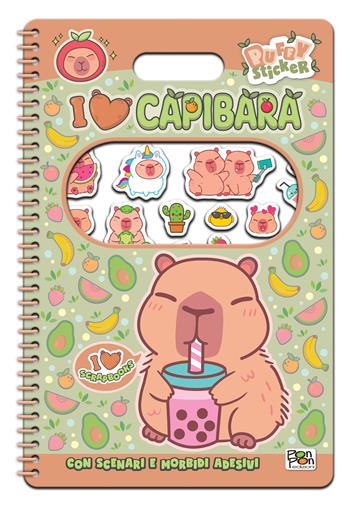 I love capibara. Puffy sticker. I love scrapbooks. Con adesivi. Ediz. a colori. Ediz. a spirale - Lisa Capiotto - Libro Pon Pon Edizioni 2026 | Libraccio.it