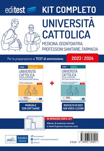 Kit completo EdiTEST. Università Cattolica. Medicina, odontoiatria, professioni sanitarie. Con video-lezioni  - Libro Editest 2023, EdiTest Ammissioni universitarie | Libraccio.it
