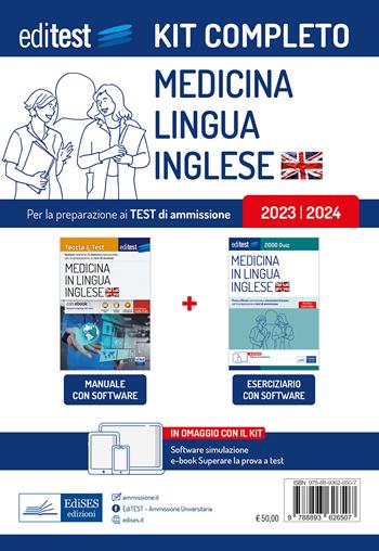 Kit completo EdiTEST Medicina in lingua inglese. Con ebook: Superare la prova a test. Con software di simulazione  - Libro Editest 2023, EdiTest Ammissioni universitarie | Libraccio.it