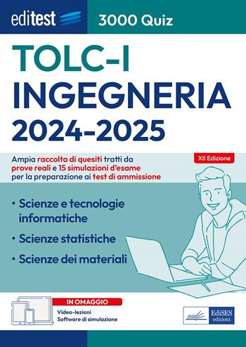 EdiTEST. Ingegneria. 3000 quiz. Ampia raccolta di quesiti tratti da prove reali e 15 simulazioni d'esame. Valido per il Test Cisia TOLC-I. Con software di simulazione  - Libro Editest 2023, EdiTest Ammissioni universitarie | Libraccio.it