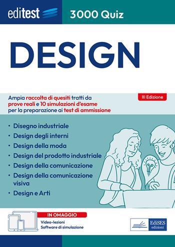 Editest 3000 quiz Design. Ampia raccolta di quesiti tratti da prove reali e 10 simulazioni d'esame per la preparazione ai test di ammissione. Con software di simulazione  - Libro Editest 2023, EdiTest Ammissioni universitarie | Libraccio.it