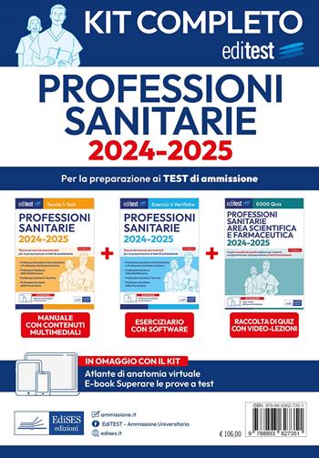 Kit completo EdiTEST Professioni sanitarie. Manuale + Esercizi commentati + Raccolta di quiz.  - Libro Editest 2024, EdiTest Ammissioni universitarie | Libraccio.it