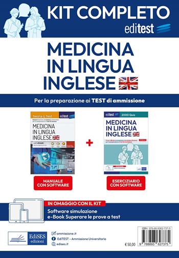 Kit completo EdiTEST Medicina in lingua inglese. Con e-book: Superare la prova a test. Con software di simulazione  - Libro Editest 2024, EdiTest Ammissioni universitarie | Libraccio.it