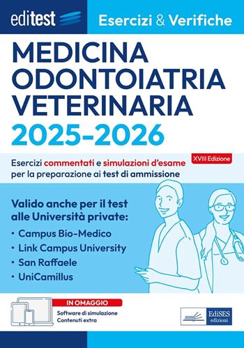 Editest Medicina, Odontoiatria, Veterinaria. Esercizi & Verifiche E&V 1.  - Libro Editest 2025, EdiTest Ammissioni universitarie | Libraccio.it