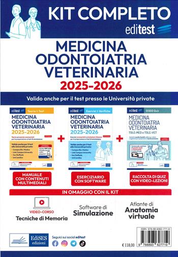 Kit completo odontoiatria veterinaria 2025-2026  - Libro Editest 2025, EdiTest Ammissioni universitarie | Libraccio.it