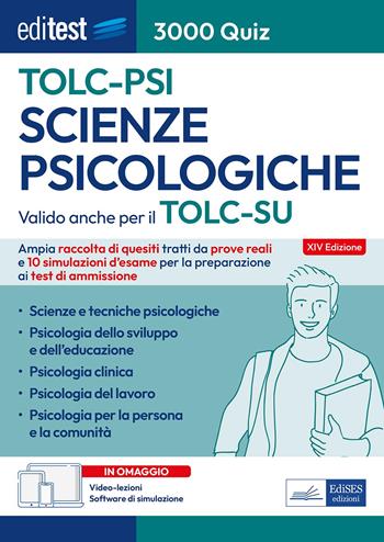 EdiTEST. Scienze psicologiche. 3000 Quiz. Ampia raccolta di quiz tratti da prove reali e 10 simulazioni per la preparazione ai test di ammissione. Con software di simulazione online e videolezioni  - Libro Editest 2025, EdiTest Ammissioni universitarie | Libraccio.it