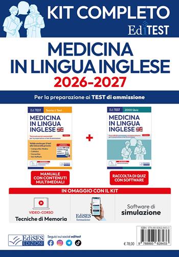 Kit completo EdiTEST Medicina in lingua inglese.  - Libro Editest 2026, EdiTest Ammissioni universitarie | Libraccio.it