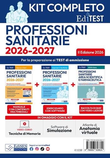 EdiTest. Kit test professioni sanitarie completo. 2ª edizione 2026.  - Libro Editest 2026, EdiTest Ammissioni universitarie | Libraccio.it