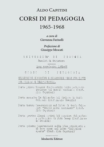 Corsi di pedagogia 1965-1968 - Aldo Capitini - Libro Morlacchi 2023 | Libraccio.it