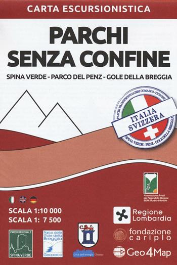 Carta escursionistica parchi senza confine. Spina Verde, parco del Penz, gole della Breggia. Scala 1:10.000. Ediz. italiana, inglese e tedesca  - Libro Geo4Map 2021 | Libraccio.it