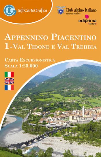 Appennino Piacentino. Carta escursionistica 1:25.000. Ediz. italiana, inglese e francese. Con Guida per l'escursionista. Vol. 1: Val Tidone e Val Trebbia  - Libro Infocartografica 2023, Appennino Piacentino | Libraccio.it