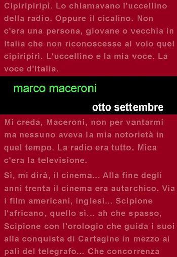 Otto settembre - Marco Maceroni - Libro Project 2018 | Libraccio.it
