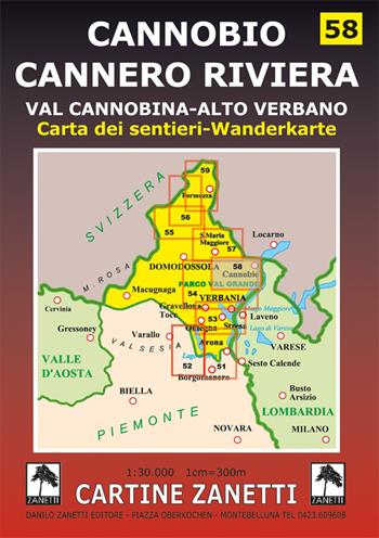 Cannobio, Cannero Riviera, Val Cannobina e Alto Verbano 1:30.000  - Libro Danilo Zanetti Editore 2019, Cartine dei sentieri | Libraccio.it