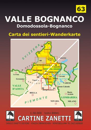 Valle Bognanco. Domodossola, Bognanco Fonti, San Lorenzo, Gomba, San Bernardo, Passo di Monscera 1:30.000  - Libro Danilo Zanetti Editore 2019, Cartine dei sentieri | Libraccio.it