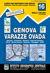 Carta n. 16 Genova, Varazze, Ovada 1:50.000. Carta dei sentieri e dei rifugi