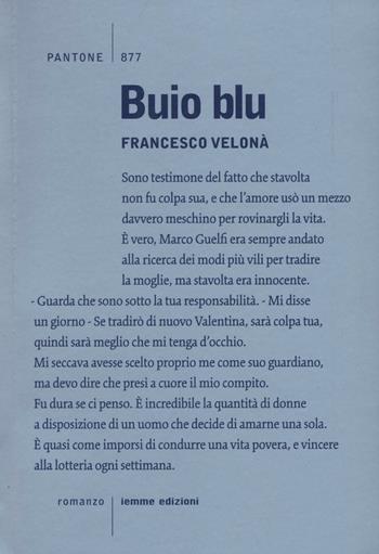 Buio blu - Francesco Velonà - Libro Iemme Edizioni 2016, Pantone | Libraccio.it