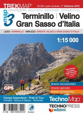 Terminillo, Velino, Gran Sasso, 3Map  - Libro Technopress 2018, Cartografia | Libraccio.it
