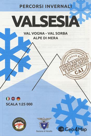 Percorsi invernali Valsesia. Val Vogna, Val Sorba, Alpe di Mera. Scala 1:25.000. Ediz. italiana, inglese e tedesca  - Libro Geo4Map 2018, Carte escursionistiche 1:25.000 | Libraccio.it