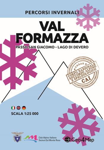 Percorsi invernali val Formazza. Passo San Giacomo, lago di Devero. Scala 1:25.000. Ediz. italiana, inglese e tedesca  - Libro Geo4Map 2018 | Libraccio.it