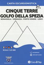 Carta escursionistica Cinque Terre Golfo della Spezia. Scala 1:25.000. Ediz. italiana, inglese, tedesca e francese. Vol. 21: Bonassola, Vernazza, Porto venere, Lerici.