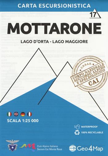 Carta escursionistica Mottarone. Scala 1:25.000. Ediz. italiana, inglese, tedesca e francese. Vol. 17: Lago d'Orta, Lago Maggiore  - Libro Geo4Map 2018 | Libraccio.it