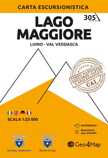 305. Lago Maggiore, Luino, Val Veddasca. Carta escursionistica 1:25.000  - Libro Geo4Map 2020, Carte escursionistiche 1:25.000 | Libraccio.it