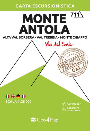 711 Monte Antola. Alta Val Borbera-Val Trebbia-Monte Chiappo (Via del Sale). Carta escursionistica 1:25.000. Ediz. multilingue  - Libro Geo4Map 2024, Carte escursionistiche 1:25.000 | Libraccio.it