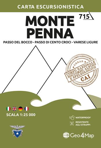 Monte Penna. Passo del Bocco, Passo di Cento Croci, Varese Ligure 1:25.000  - Libro Geo4Map 2023, Carta escursionistica | Libraccio.it