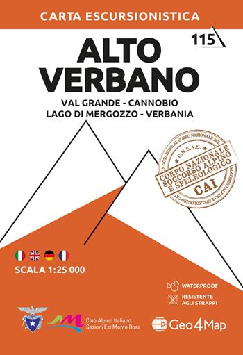 Alto Verbano. Val Grande, Cannobio, Lago di Mergozzo, Verbania Carta escursionistica 1:25.000  - Libro Geo4Map 2022, Carta escursionistica | Libraccio.it