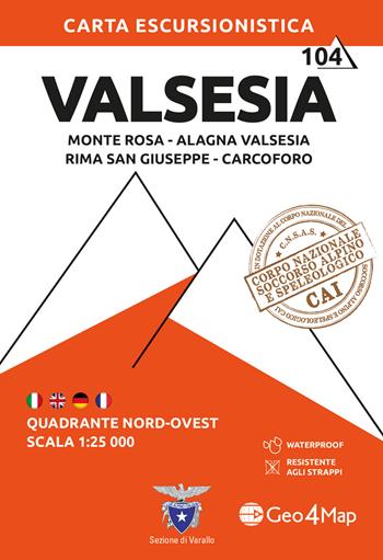 Valsesia nord-ovest. Monte Rosa, Alagna Valsesia, Rima San Giuseppe, Carcoforo 1:25.000  - Libro Geo4Map 2023, Carta escursionistica | Libraccio.it