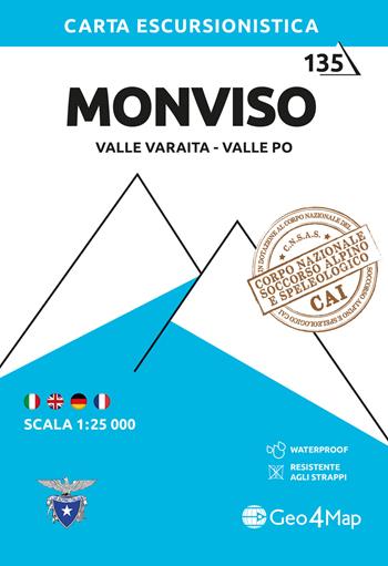 Monviso. Valle Varaita, Valle Po 1:25.000  - Libro Geo4Map 2023, Carta escursionistica | Libraccio.it