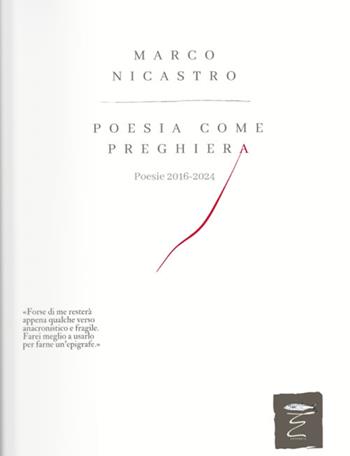 Poesia come preghiera. Poesie 2016-2024 - Marco Nicastro - Libro Entropia 2025 | Libraccio.it